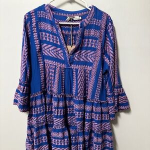 NWT DEVOTION TWINS Anthropologie Embroidered Ella Tunic Dress Petite Large